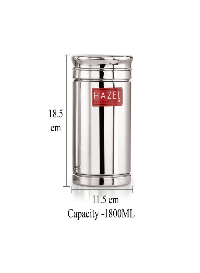 هايزل مجموعة حاويات هازل المصنوعة من الفولاذ المقاوم للصدأ | مجموعة من 5 حاويات فولاذية سعة 1800 مل لتخزين أدوات المطبخ | حاويات محكمة الإغلاق لتخزين أدوات المطبخ | مثالية لتخزين الأرز والحبوب والبقوليات والوجبات الخفيفة. - Image 4